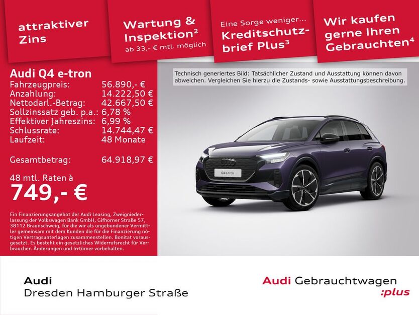 Audi Q4 e-tron 3.294 km 56.490 € Dresden 01067