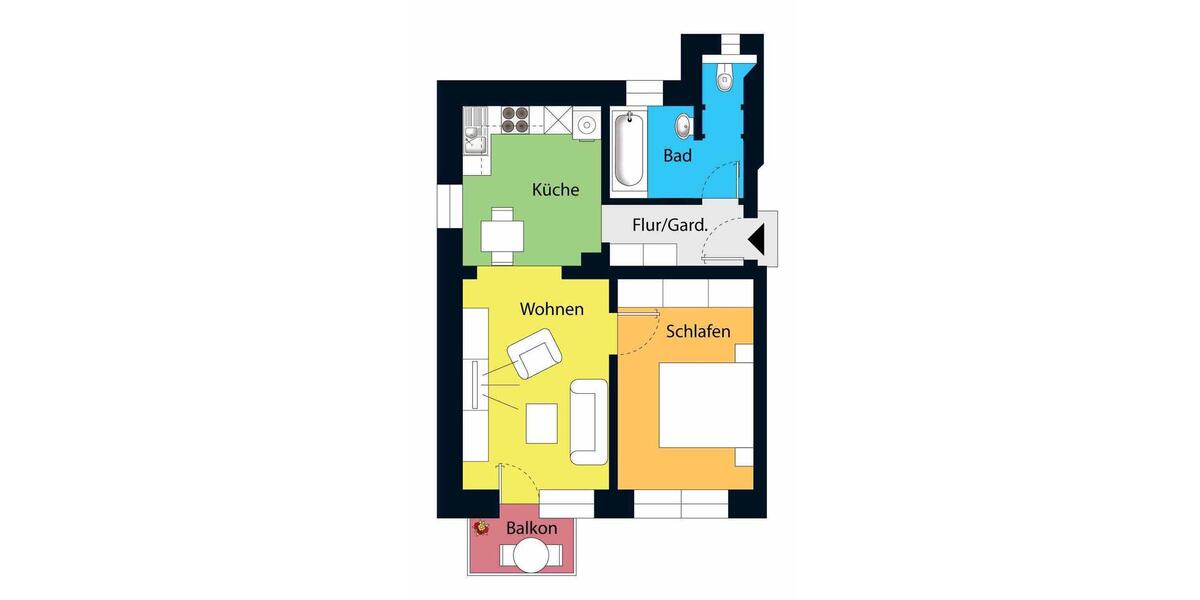 Erdgeschoßwohnung Coswig - 2 Zimmer, 47 m&sup2;, 559&euro; | Angebot:24319848