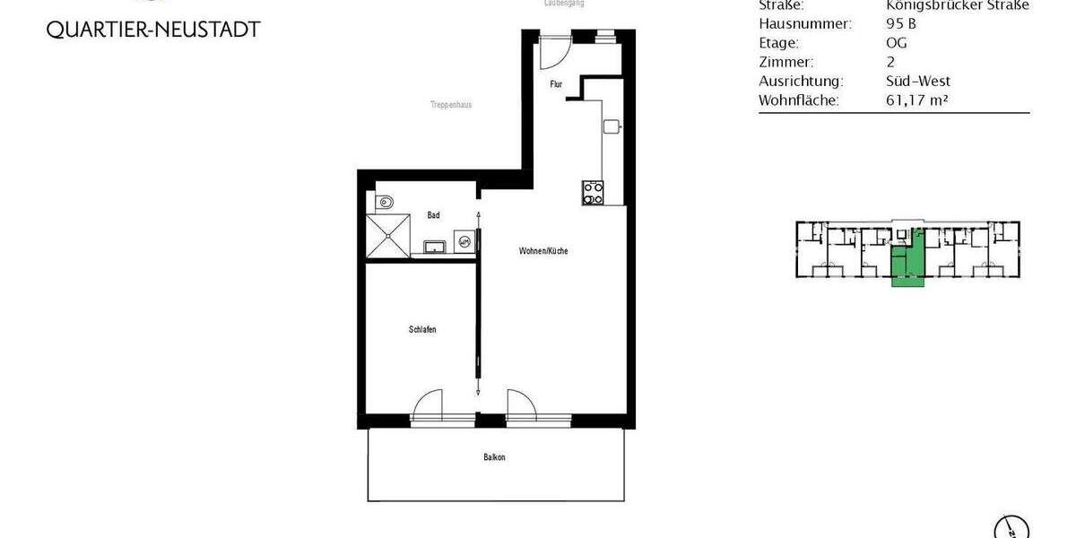 Moderne und großzügige 2-Raum-Wohnung mit Balkon in zweiter Reihe sucht Sie als neuen Mieter ! 2 zimmer