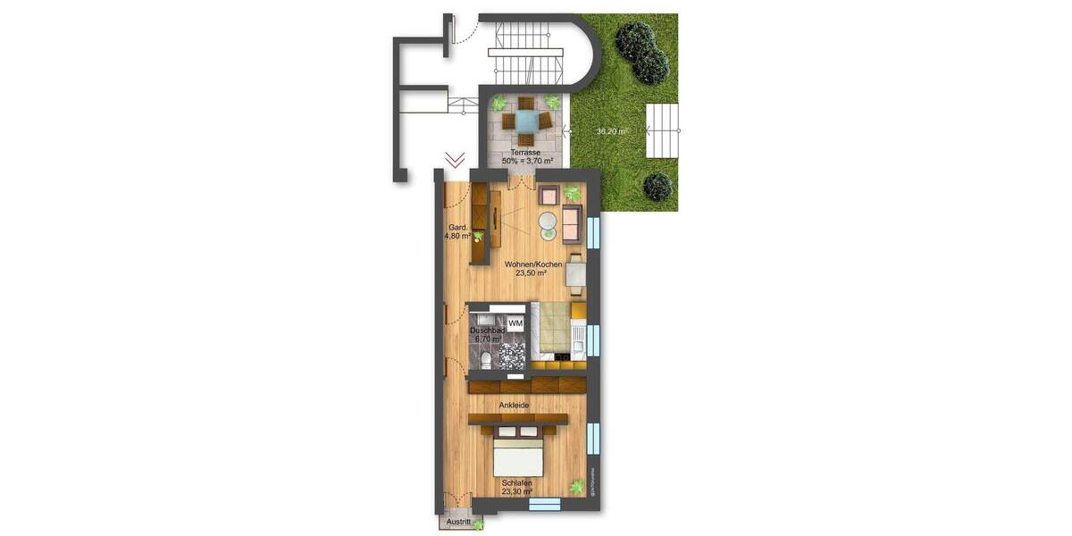Terrassenwohnung Dresden Bühlau/Weißer Hirsch - 2 Zimmer, 280.000&euro; | Angebot:25775277