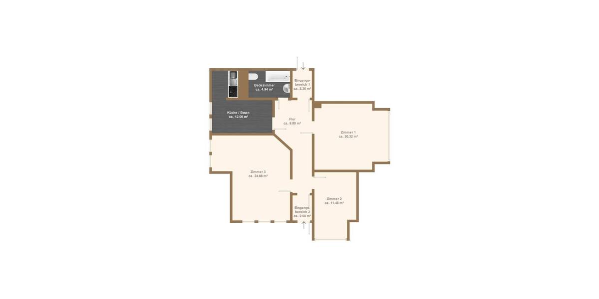 Etagenwohnung Dresden Gohlis - 3 Zimmer, 87 m&sup2;, 229.000&euro; | Angebot:26160593