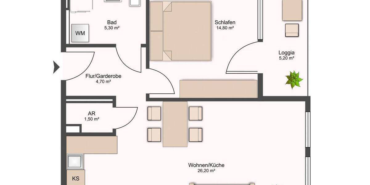 Etagenwohnung Dresden Johannstadt-Nord - 2 Zimmer, 55 m&sup2;, 795&euro; | Angebot:26570685