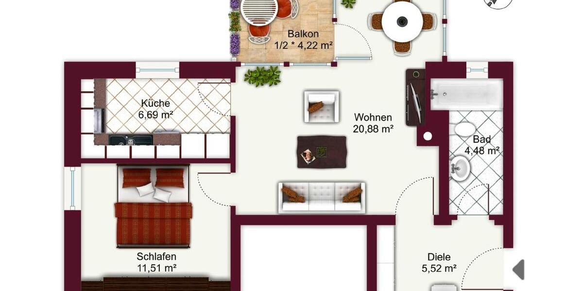 Teilmöblierte Altbauwohnung in malerischer Villa und bevorzugter Wohnlage. 2 zimmer