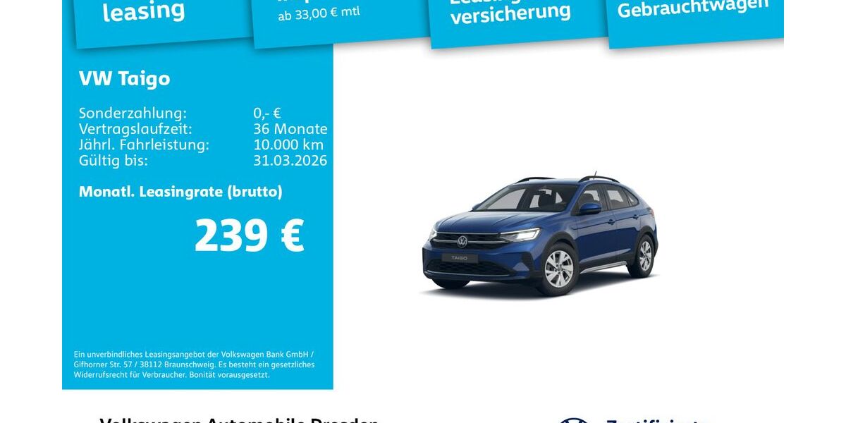 VW Taigo 1.894 km 21.450 &euro; Dresden 01067