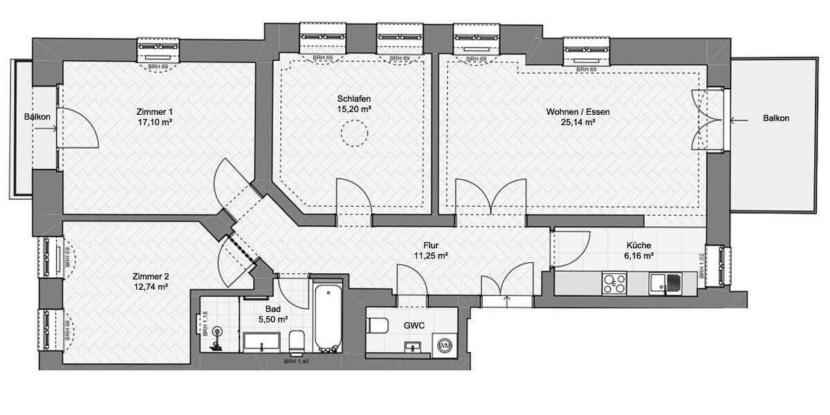 Etagenwohnung Dresden Striesen-Ost - 4 Zimmer, 100 m&sup2;, 1.995&euro; | Angebot:26816724