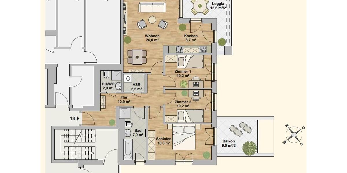 Etagenwohnung Dresden Neustadt - 4 Zimmer, 107 m&sup2;, 1.925&euro; | Angebot:26647902