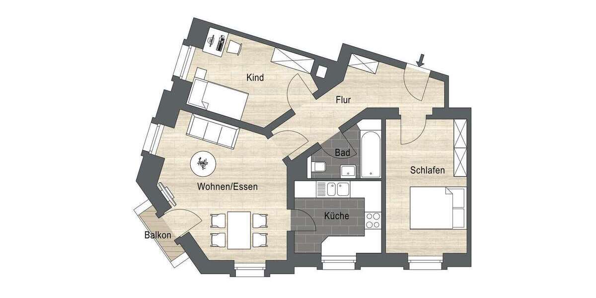 Etagenwohnung Dresden Pieschen - 3 Zimmer, 72 m&sup2;, 1.049&euro; | Angebot:25833026