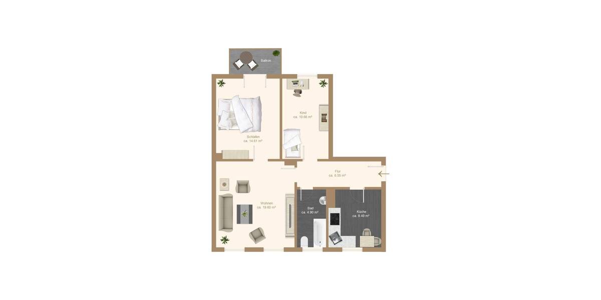 Etagenwohnung Dresden Niedersedlitz - 3 Zimmer, 67 m&sup2;, 174.900&euro; | Angebot:25697842