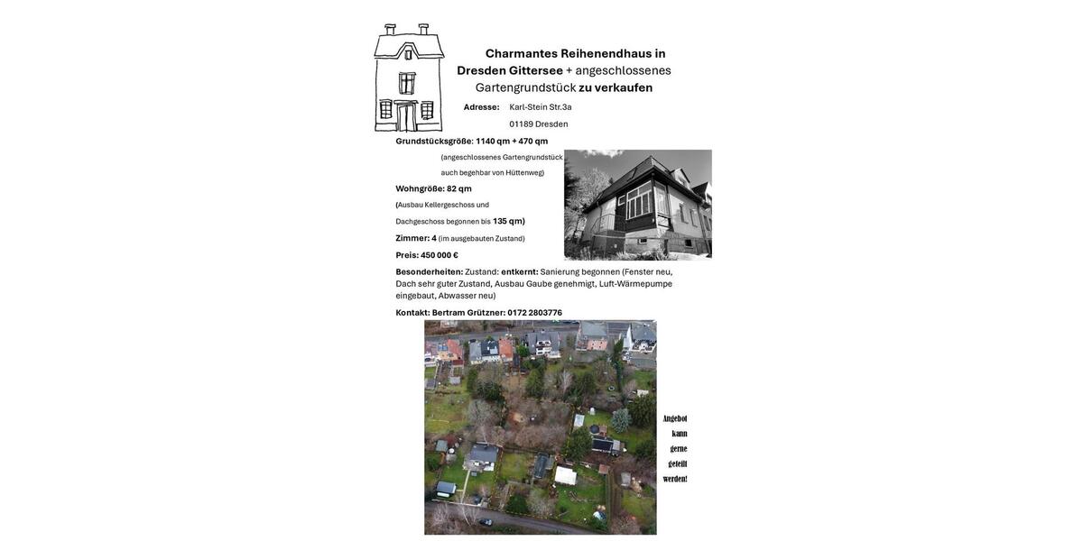 Reihenhaus Dresden Cotta - 4.5 Zimmer, 135 m&sup2;, 399.000&euro; | Angebot:23315715