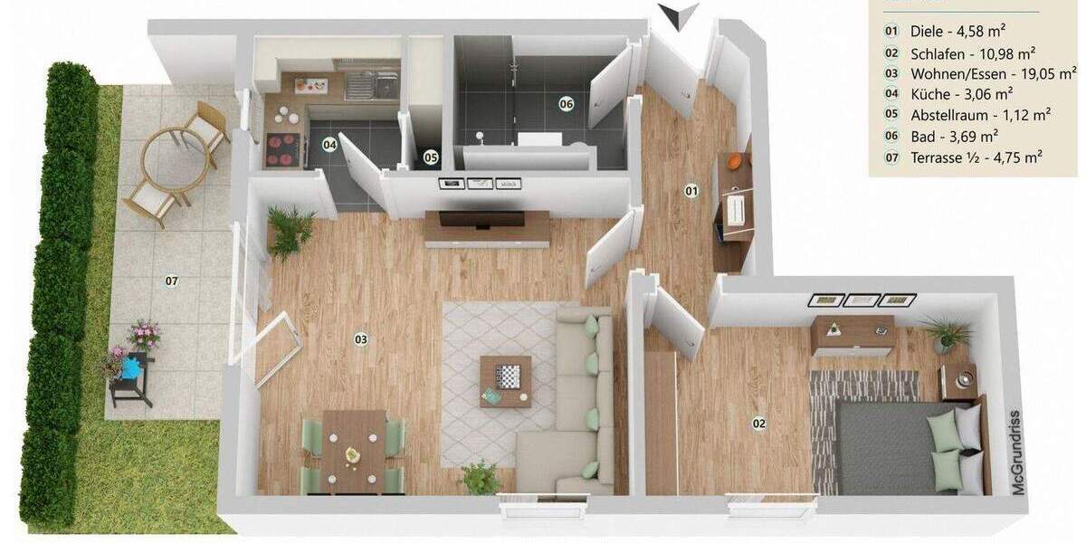 Etagenwohnung Dresden Weißig - 2 Zimmer, 47 m&sup2;, 144.800&euro; | Angebot:25667945