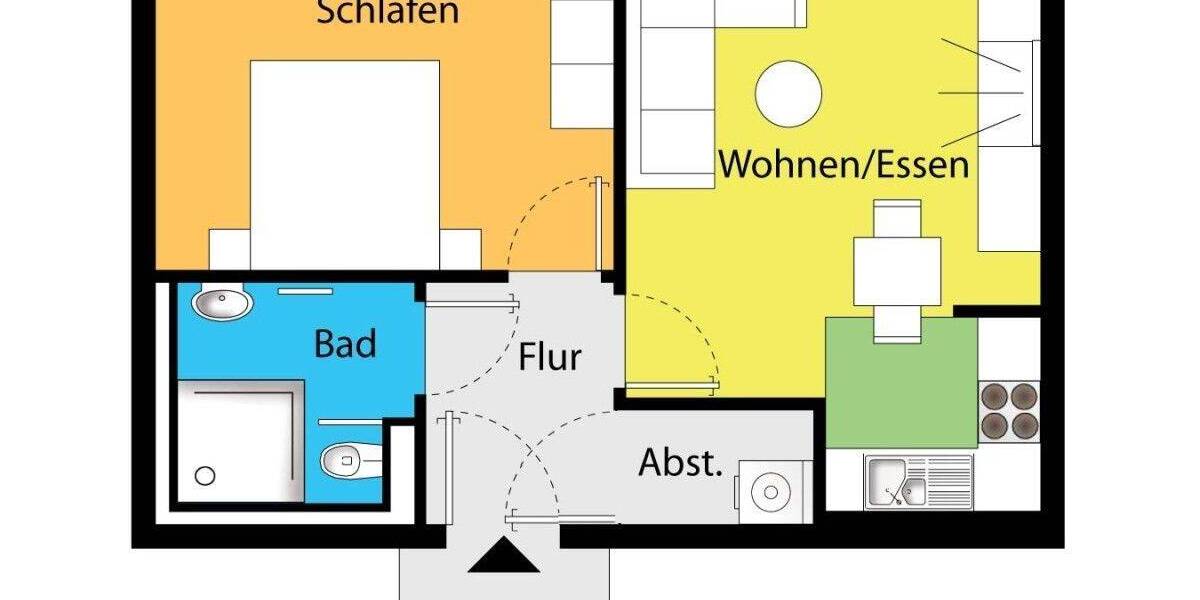 Etagenwohnung Dresden Wilsdruffer Vorstadt/Seevorstadt-West - 2 Zimmer, 45 m&sup2;, 545&euro; | Angebot:26835570