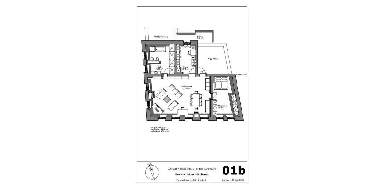 Etagenwohnung Dresden Klotzsche - 2 Zimmer, 107 m&sup2;, 700&euro; | Angebot:26021813