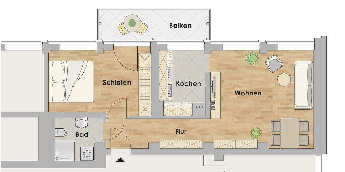 Etagenwohnung Dresden Seevorstadt-Ost/Großer Garten - 2 Zimmer, 55 m&sup2;, 301.900&euro; | Angebot:25690880