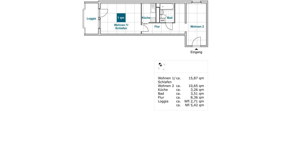 Etagenwohnung Dresden Plauen - 1 Zimmer, 45 m&sup2;, 446&euro; | Angebot:26263461