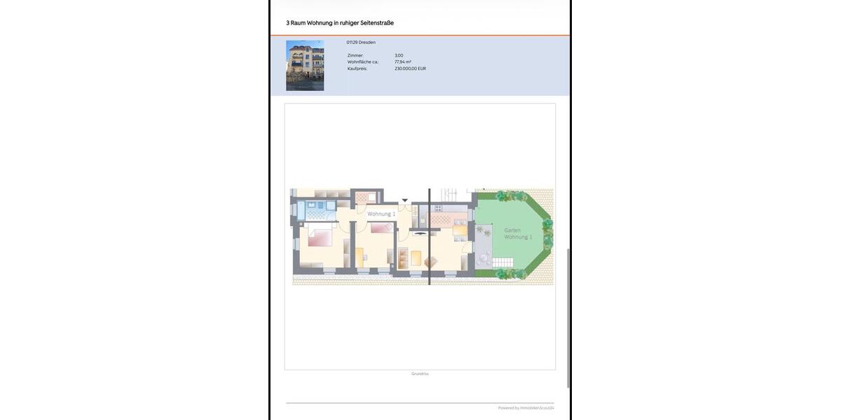 Hochparterre Dresden Pieschen - 3 Zimmer, 78 m&sup2;, 230.000&euro; | Angebot:27191491