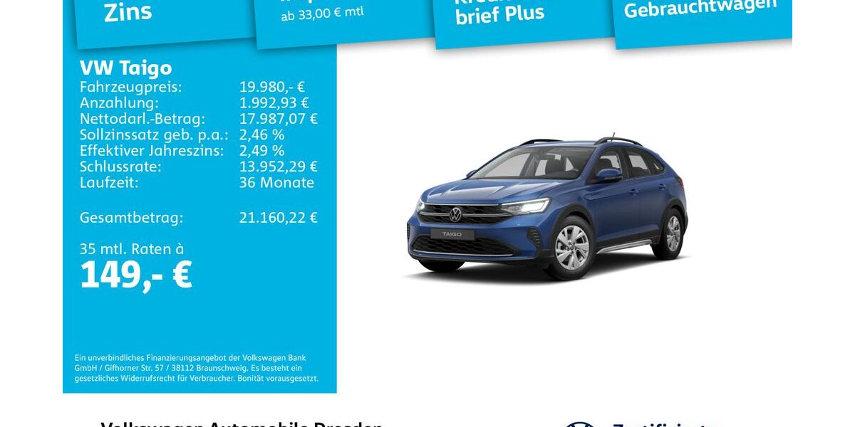 VW Taigo 7.089 km 19.980 &euro; Dresden 01067