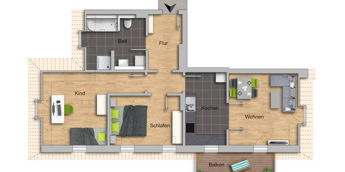 Etagenwohnung Dresden / Großzschachwitz Großzschachwitz - 3 Zimmer, 76 m&sup2;, 811&euro; | Angebot:26503044