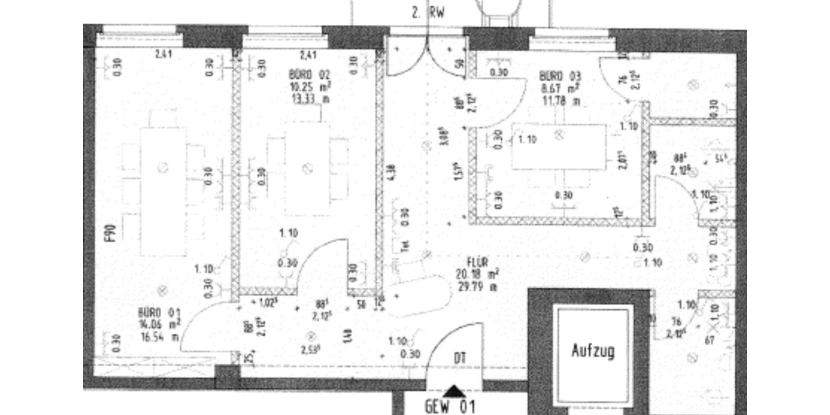 Büroräume in zentraler Lage ab sofort zu vermieten! 3 Zimmer2WCs1AK #KD11 zimmer