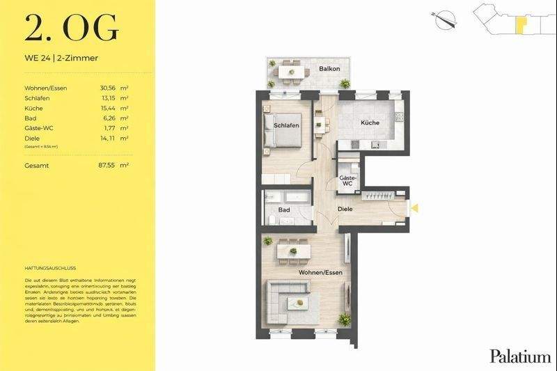 Etagenwohnung Dresden Innere Neustadt - 2 Zimmer, 87 m&sup2;, 450.000&euro; | Angebot:25690902