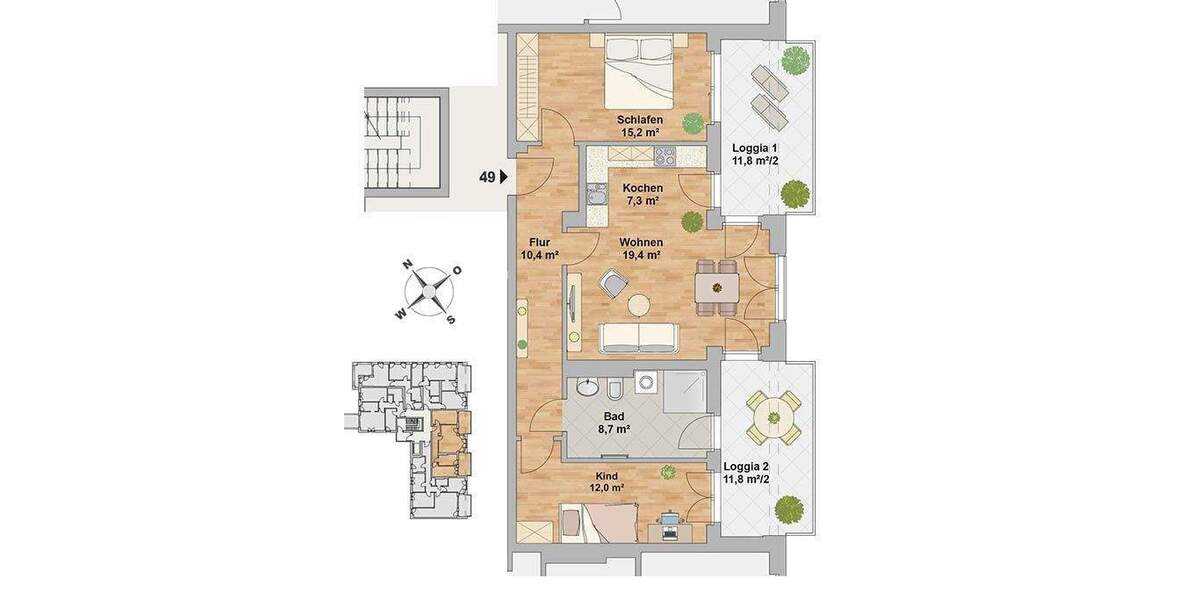 Etagenwohnung Dresden Leipziger Vorstadt - 3 Zimmer, 84 m&sup2;, 1.355&euro; | Angebot:25748886