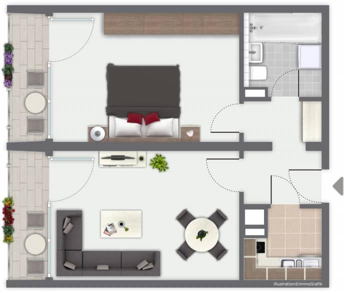 Etagenwohnung Dresden Plauen - 2 Zimmer, 50 m&sup2;, 405&euro; | Angebot:25803446