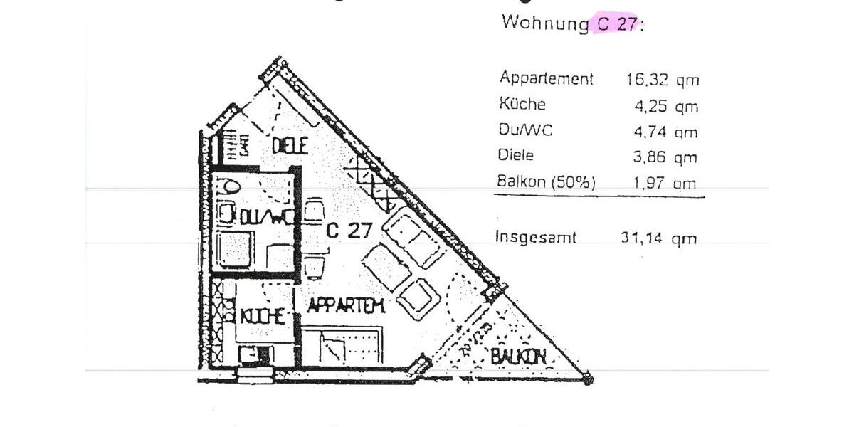 Etagenwohnung Dresden Blasewitz - 1 Zimmer, 32 m&sup2;, 95.900&euro; | Angebot:26694122