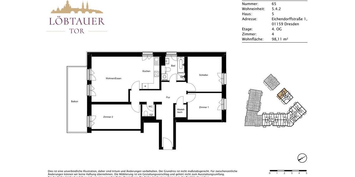 Etagenwohnung Dresden Cotta - 4 Zimmer, 98 m&sup2;, 1.445&euro; | Angebot:26349635