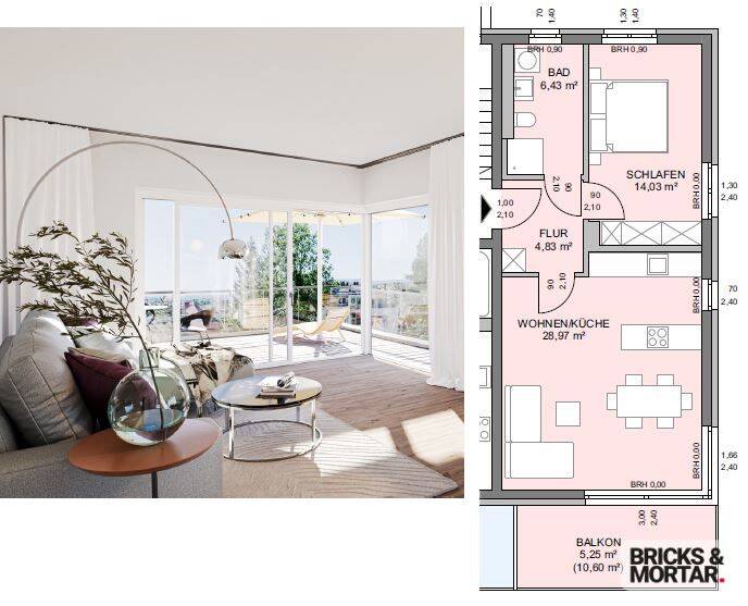 Etagenwohnung Dresden Pieschen-Nord/Trachenberge - 2 Zimmer, 59 m&sup2;, 390.000&euro; | Angebot:25671691