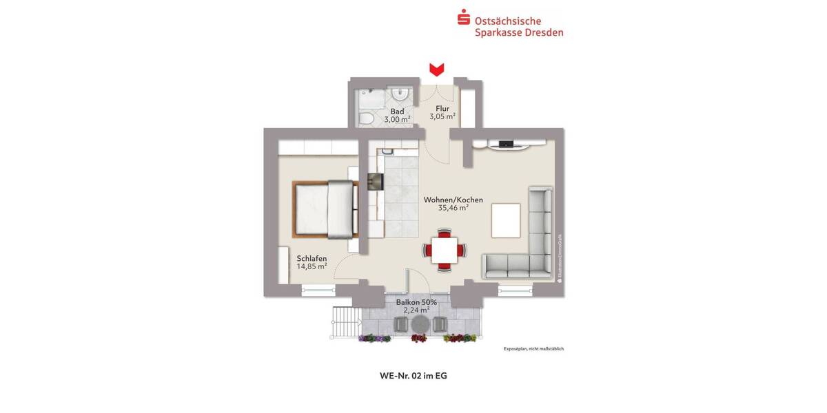 Etagenwohnung Dresden Cotta - 2 Zimmer, 58 m&sup2;, 130.000&euro; | Angebot:26754075