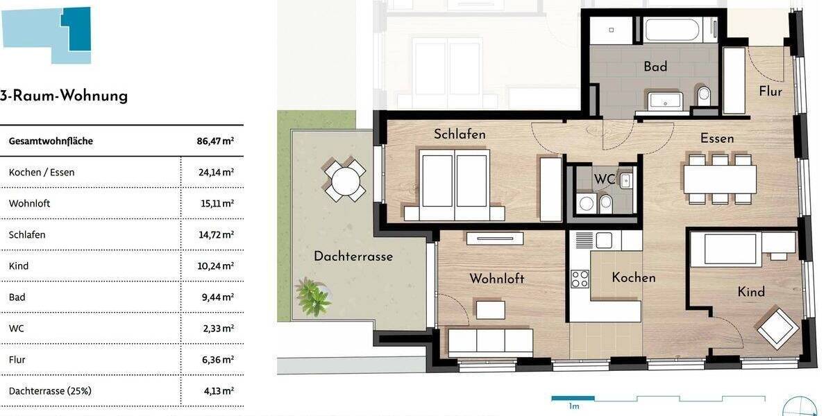 Etagenwohnung Dresden Löbtau-Süd - 3 Zimmer, 85 m&sup2;, 510.700&euro; | Angebot:25820740