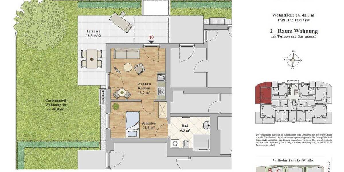 Etagenwohnung Dresden Leubnitz-Neuostra - 2 Zimmer, 41 m&sup2;, 675&euro; | Angebot:26486954