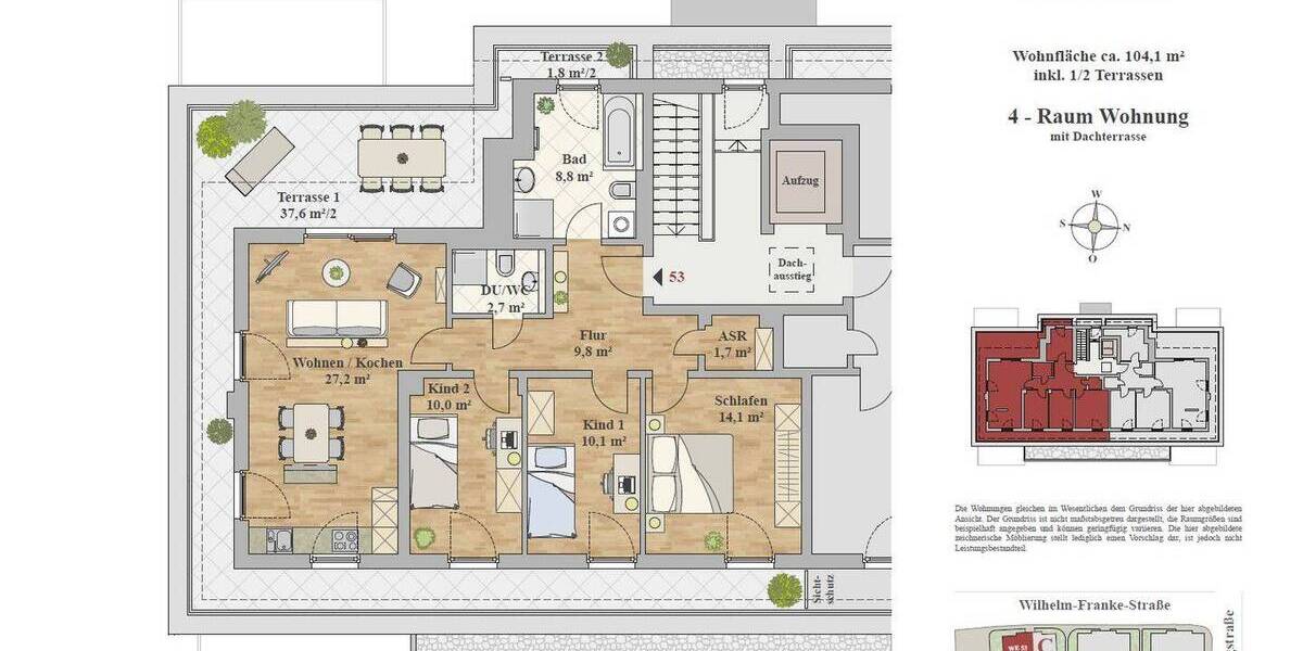 Etagenwohnung Dresden Leubnitz-Neuostra - 4 Zimmer, 104 m&sup2;, 1.820&euro; | Angebot:26473569