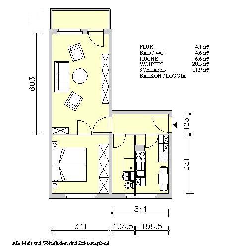 Etagenwohnung Freital - 2 Zimmer, 49 m&sup2;, 319&euro; | Angebot:25815255