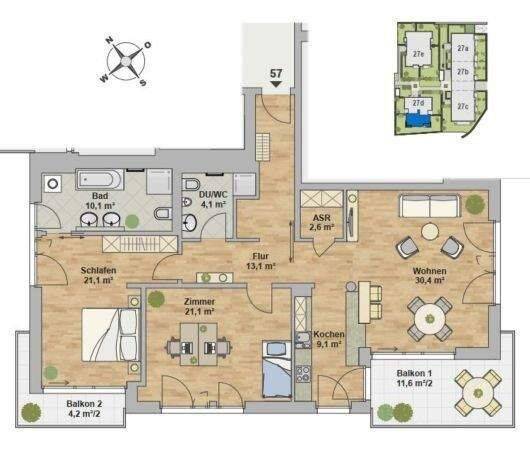 Etagenwohnung Dresden Leipziger Vorstadt - 3 Zimmer, 119 m&sup2;, 2.220&euro; | Angebot:26882186