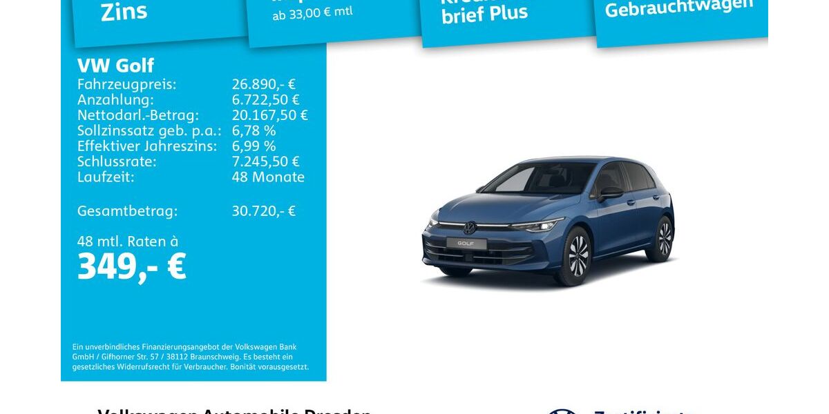 VW Golf 13.485 km 26.890 &euro; Dresden 01067