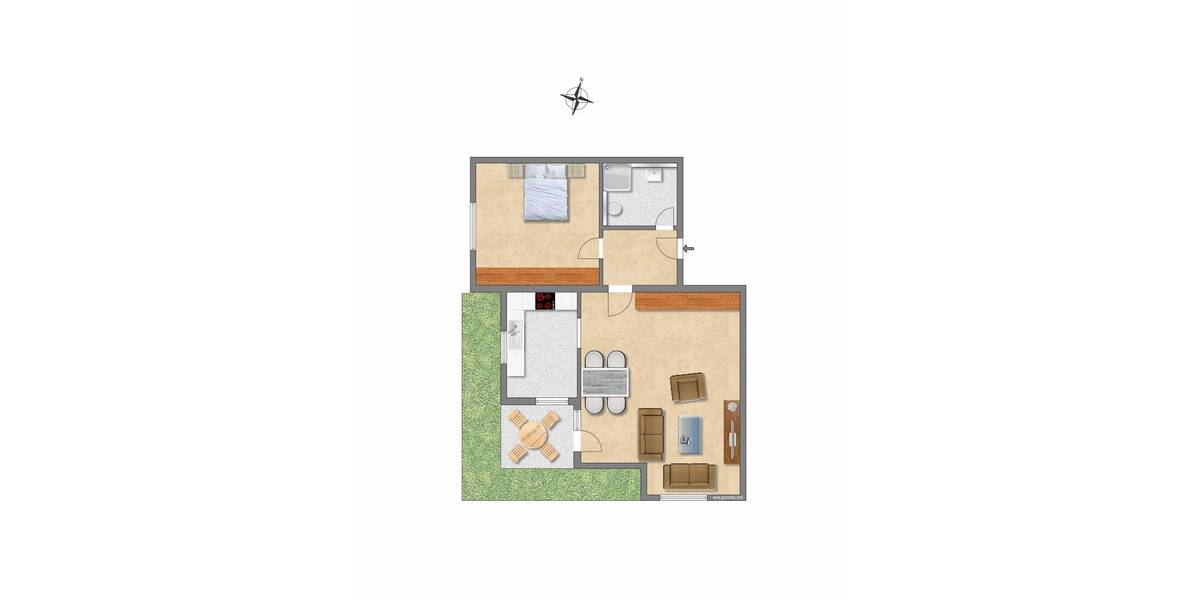 Terrassenwohnung Dresden Mobschatz - 2 Zimmer, 50 m&sup2;, 136.000&euro; | Angebot:26359959